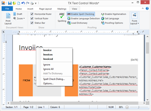 Context menu spell checking